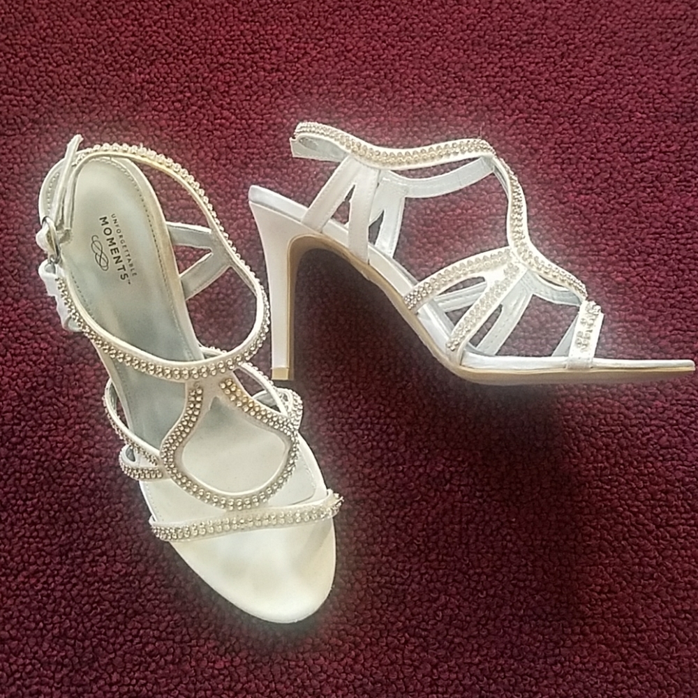 White rhinestone heels